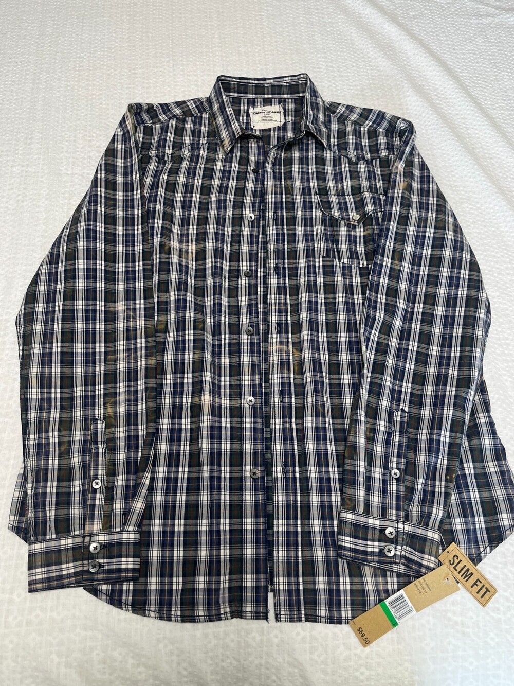 DKNY Jeans multi color plaid mens shirt large NWT